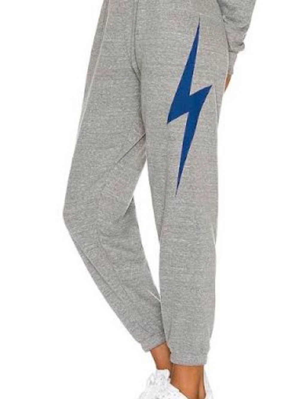 Aviator Nation WOMEN'S BOLT SWEATPANTS - HEATHER GREY // NAVY BOLT- Large